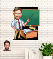 Kişiye Özel Öğretmenler Günü Hediyesi Karikatür Ahşap Tablo