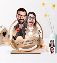 BK Gift Kişiye Özel Yılın En Mükemmel Çifti Karikatürlü 3D Ahşap Biblo Plaket - 15