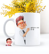 BK Gift Kişiye Özel Erkek Öğrenci Karikatürlü Beyaz Kupa Bardak - 3