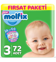 Molfix Bebek Bezi Beden:3 (4-9Kg) Midi 72 Adet Fırsat Pk