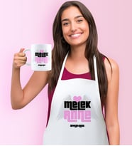 BK Gift Kişiye Özel Melek Anne Mutfak Önlüğü Kupa Seti (Beyaz)