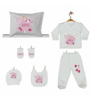 Pia Baby GL 2005 İsme Özel Leylekli Yastık Zıbın Set