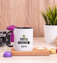 Tekstil Mühendisi Ahşap Altlıklı Mumlu Siyah Kupa Bardak