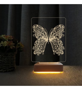 Kelebek Çocuk Odası Gece Lambası 3D Doğum Günü Hediyesi (Sarı)