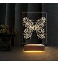 Kelebek Çocuk Odası Gece Lambası 3D Doğum Günü Hediyesi (Sarı)