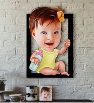 BK Gift Kişiye Özel Bebek Karikatürlü 3D Ahşap Tablo-1