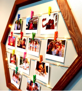 Kişiye Özel 12 Fotoğraflı Işıklı İpli Ahşap Fotoğraf Çerçevesi Arkadaşa Hediye