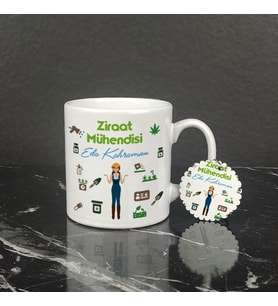Ziraat Mühendisine Hediye Kupa Bardak ve Anahtarlık Set