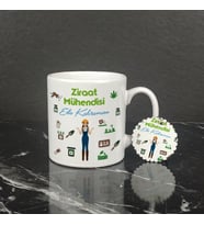 Ziraat Mühendisine Hediye Kupa Bardak ve Anahtarlık Set