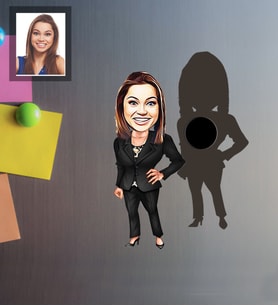 Kişiye Özel Patron Karikatürlü Ahşap Magnet Bayan-23