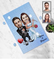 Kişiye Özel Gelin Damat Karikatürlü A3 130 Parça Puzzle Mod-7