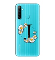 Papatya Harf Tasarım Süper Şeffaf Silikon Telefon Kılıfı Oppo Realmi 6i J-Harfi