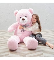 SOLE 140 cm Papyonlu Sevimli Peluş Ayı - Sevgiliye Özel Hediye (Pembe)