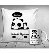 Kişiye Özel Uykucu Panda Yastık & Kupa