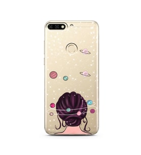 Space Girl Tasarım Süper Şeffaf Silikon Telefon Kılıfı Huawei Honor 7C- y7 2018 