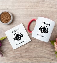 Emoji Tasarım Kırmızı Kupa Bardak Ve Bardak Altlığı Seti