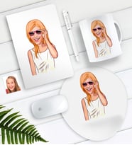 BK Gift Kişiye Özel Bayan Karikatürlü Defter Kalem Kupa Mouse Pad Seti-18 (Model 1)