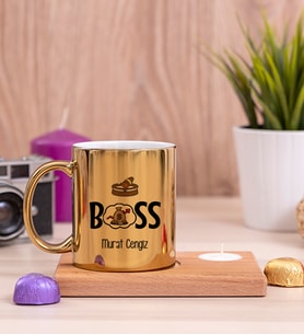 Patron Ahşap Altlıklı Mumlu Gold Kupa Bardak