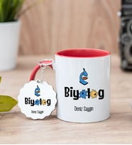 Biyolog Kırmızı Kupa Bardak Ve Anahtarlık Set