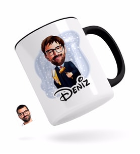 BK Gift Kişiye Özel Erkek Hakim Karikatürlü Siyah Kupa Bardak-1