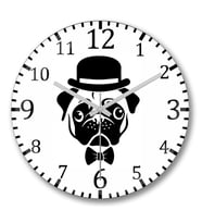 Pug Köpek 06 Duvar Saati Bombeli Gercek Cam