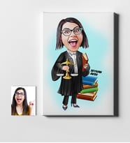 BK Gift Kişiye Özel Bayan Avukat Karikatür Kanvas Tablo 50x70cm 2