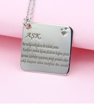 925 Ayar Gümüş Altın Kaplama Kişiye Özel Aşk Sözlük Kolye