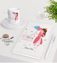 BK Gift Kişiye Özel Evin Prensesi Beyaz Defter Kalem Türk Kahvesi Fincanı Seti-2 (Model 1)