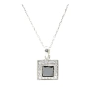 925 Ayar Gümüş Minik Kare Onix Taşlı Kolye (Gümüş)