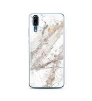 Beyaz Mermer Tasarımlı Süper Şeffaf Silikon Telefon Kılıfı Huawei P20   