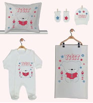 Pia Baby GL 1945-02 İsme Özel Beşli Tulum Set