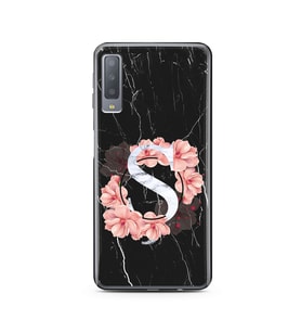 Mermer Çiçekli Harf Tasarım Süper Şeffaf Silikon Telefon Kılıfı Samsung A7 (2017