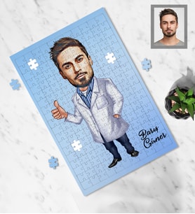 Kişiye Özel Doktor Tasarımlı Karikatür A3 130 Parça Puzzle Bay-7