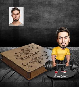 Kişiye Özel Sporcu Karikatürlü Ahşap Biblo Kutulu Bay-7