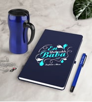 BK Gift Kişiye Özel En Yakışıklı Baba Lacivert Defter Kalem Termos Mug Seti (Model 1)