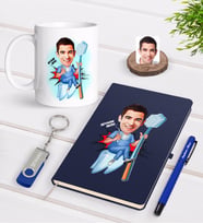 BK Gift Kişiye Özel Erkek Diş Hekimi Karikatürlü Lacivert Defter Kalem Kupa 32gb USB Bellek Hediye Seti-2 (Model 1)
