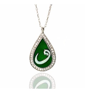 Zirkon Taşlı Damla Model Vav Harfi Bayan Gümüş Kolye 6018604719796