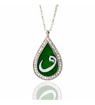 Zirkon Taşlı Damla Model Vav Harfi Bayan Gümüş Kolye 6018604719796