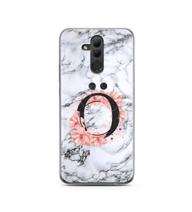 Mermer Çiçekli Harf Tasarım Süper Şeffaf Silikon Telefon Kılıfı Huawei Mate 20 L