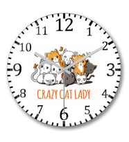 Crazy Cat Lady Kedi Duvar Saati Bombeli Gercek Cam
