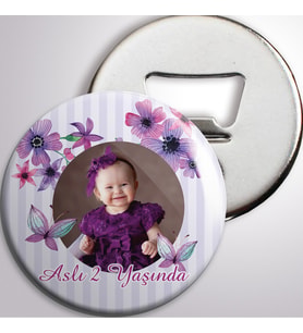 Doğum Günü Mor Kelebek Açacaklı Magnet