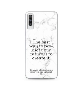 Samsung A70 Beyaz Mermer Söz Tasarımlı Telefon Kılıfı
