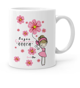 BK Gift Kişiye Özel Bugün Günlerden Annem Beyaz Kupa Bardak  1