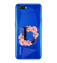 Pembe Çiçekli Harf Tasarım Süper Şeffaf Silikon Telefon Kılıfı Oppo Realmi C2 L-