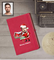 Kişiye Özel Yılbaşı Erkek Karikatürlü Kırmızı Defter Model-11