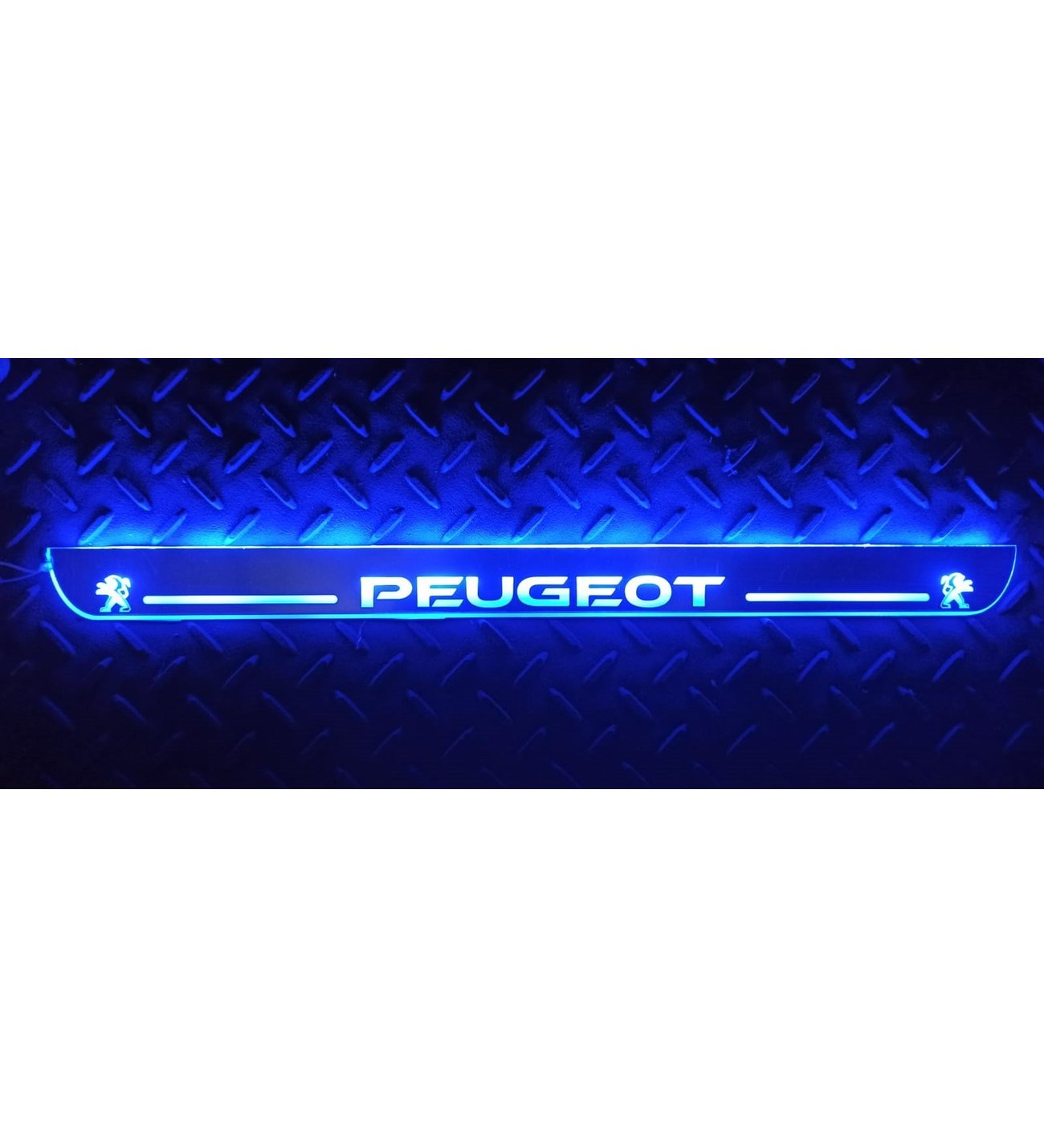 Işıklı Kablolu Kapı Eşiği Mavi Peugeot