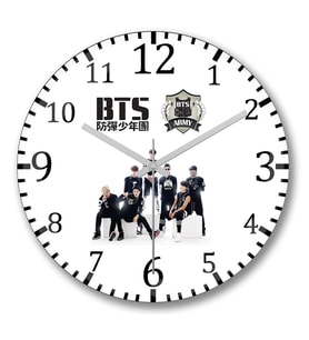 Bts Bangtan Boys Duvar Saati Bombeli Gercek Cam
