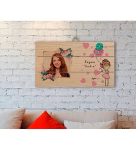 BK Gift Kişiye Özel İsimli Fotoğraflı Kadınlar Günü Otantik Ahşap Palet Tablo-4