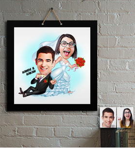 BK Gift Kişiye Özel Evleniyoruz Karikatür Ahşap Tablo  2