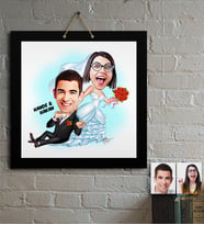 BK Gift Kişiye Özel Evleniyoruz Karikatür Ahşap Tablo  2
